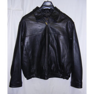 STANLEY BLACKER Mens Black Leather Jacket XL
